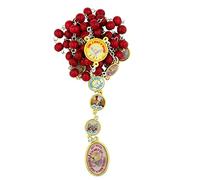 Kit di preghiera devozionale per regali dello Spirito Santo | Perline di legno rosse | Istruzioni e informazioni | Grande regalo cattolico per la prima comunione e la cresima | Made in Italy