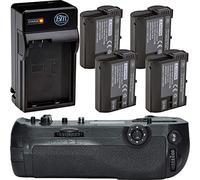 Kit di presa batteria per Nikon D850 DSLR - Include 4 batterie BM Premium EN-EL15 + caricabatterie rapido AC/DC + impugnatura batteria di ricambio MB-D18