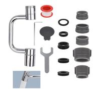 Kit di Prolunga Aeratore Rubinetto Universale, Prolunga Aeratore Rompigetto Rubinetto a 1440 Gradi con 2 Opzioni di Flusso d'Acqua per Lavello della Cucina del Bagno(Argento)