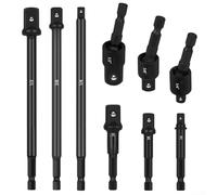 Kit di prolunga per bussole dal design elegante, 9 pezzi, compatibile con tutti i mandrini standard e sistemi di cambio rapido