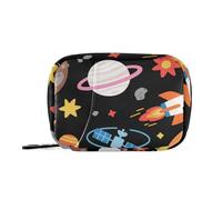 Kit di pronto soccorso con pianeti e razzi di cartoni animati colorati con scomparti rimovibili, organizer per medicinali da viaggio riutilizzabile per borsa