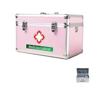 Kit di pronto soccorso di famiglia con tracolla, organizer portatile per baule medicine, kit di pronto soccorso multifunzionale di grande capacità per la casa, Pink, 12in