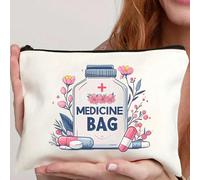 Kit di pronto soccorso portatile e compatto, scatola per medicinali, borsa di pronto soccorso e organizer per pillole per uso all'aperto, in ufficio e in viaggio Lettere,PiantePoliestere