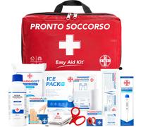 ® Kit di Pronto Soccorso professionale con TERMOMETRO e DISINFETTANTE per auto