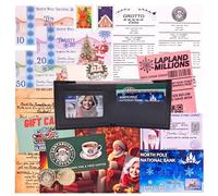 Kit di prova del portafoglio perso di Babbo Natale, include un vero portafoglio, magico set per la vigilia di Natale con carta di credito, patente di volo sulla slitta, denaro al Polo Nord, carte