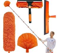 Kit di pulizia ad alta portata da 6 m, con spolverino in microfibra e gancio telescopico da 1,5-4,9 m per ventilatore a soffitto, tetto, finestre, pareti, schermi