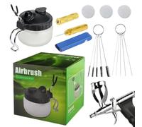 Kit di pulizia aerografo, supporto per aerografo, kit di pulizia, contenitore per aerografo con supporto per aerografo, set di lavaggio per aerografo, 5 spazzole per la pulizia di vernice e sporco