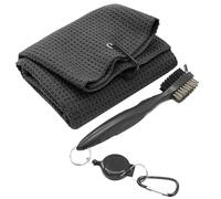 Kit di pulizia da golf 2 pezzi/set Asciugamano da golf in microfibra e spazzola per mazze da golf con moschettone estensibile Modello a nido d'ape Kit di pulizia per mazze da golf Regali per il golf p