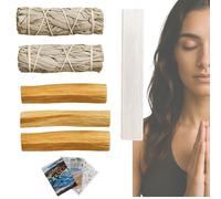 Kit di pulizia energetica: 2 WC bianco salvia naturale + 3 bastoncini sacri + 1 selenite naturale 8-10 cm | Regali spirituali | Purificazione, meditazione e protezione spirituale | SamayZen