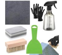 Kit di pulizia - Kit di pulizia per tombe | Strumenti per la pulizia delle lapidi | 7 guanti di stoffa con spazzola, flacone spray, raschietto spugna per la cura delle pietre, manutenzione