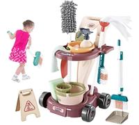 Kit di Pulizia per Bambini con Carrello Scopa Paletta Giocattolo Gioco Educativo