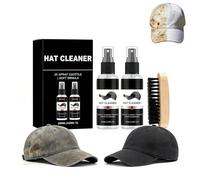 Kit di pulizia per cappelli, confezione da 2 detergenti per cappelli con schiuma, spazzola, rimuovi macchie di sudore e deodorante, detergente delicato per tessuti con spazzola, per baseball