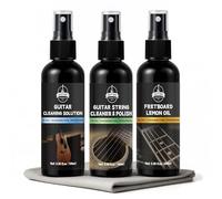 Kit di pulizia per chitarra pulitore e lucidatura per corde per chitarra, olio per tastiera, corpo, corde e tastiera. Pulisce, lucida e protegge tutto il tuo strumento.