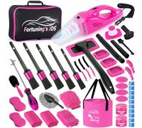 Kit di pulizia per interni auto, 47 pezzi, accessori per la pulizia dell'auto con aspirapolvere ad alta potenza, kit di dettagli auto, kit di lavaggio auto con set di spazzole per dettagli a secchio,