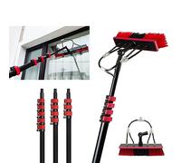 Kit di pulizia per pali alimentati ad acqua, spazzola telescopica e pulitore per pannelli solari e ragnatele, estensibile fino a 6 m, ideale per attrezzature per la pulizia esterna