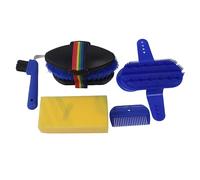 Kit di pulizia stabile da 6 pezzi, set professionale per la cura dei cavalli con spugna, pettine per il pelo, gancio per ferro di cavallo e spazzola per stalle per una pulizia effi