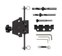 Kit di punte per tasselli 3 in 1 con punte da 8/10/15 mm, guida precisa per la lavorazione del legno, maschera per fori tascabili di bloccaggio regolabile, acciaio al carbonio nero