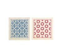 Kit di punti Sashiko Hitomezashi con timbro Olympus "Sottobicchieri ecru 2pz", 1