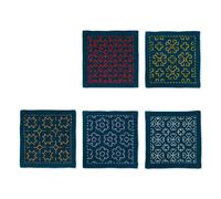 Kit di punti Sashiko Hitomezashi con timbro Olympus "Sottobicchieri I navy 5pz c