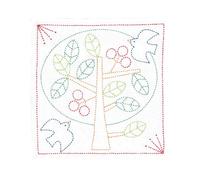Kit di punti Sashiko timbrati Olympus "Hana Fukin Nordic Designs Tree", 34x34cm,