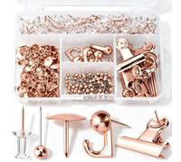 Kit di puntine decorative color oro rosa, 310 pezzi, con gancio a spinta, per bacheca in sughero, bacheca, ufficio, parete, 5 stili