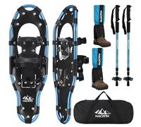 Kit di Racchette da Neve 4 in 1 per Uomini, Donne e Giovani, Racchette Leggere in Alluminio con Bastoncini da Trekking Regolabili, Ghette Impermeabili e Sacca per il Trasporto (Blu, 63cm)