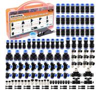 Kit di raccordi per tubi dell'aria a innesto rapido, 130 pezzi, blu da 1/4", adattatori riduttori NPT pneumatici da 1/8" 1/4" 3/8" 1/2", sgancio rapido per riparazione di rimorchi industriali di