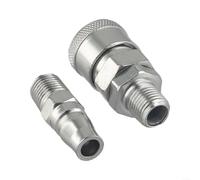Kit di raccordi per tubi dell'aria a sgancio rapido per tubo ID da 8 mm, accoppiatori SP20 e PP20 e connettori a baionetta, acciaio trattato termicamente, zincato, set da 2 pezzi (PM)