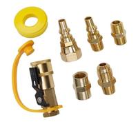 Kit di raccordi rapidi for propano for camper, set da 7 pezzi, adattatori in ottone da 3/8" x 1/4" con valvola di intercettazione for barbecue, grill e riscaldatore da campeggio