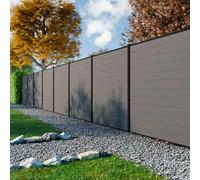 Kit di recinzione composito RIO Platinum 14,5x1,8 m - Legno composito e alluminio - Pali neri - Montaggio semplice - Nascosto
