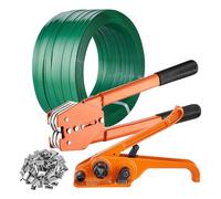 Kit di reggiatura con strumento di tensionamento della reggiatura, strumento di sigillatura della reggiatura, 300 sigilli metallici, nastro PET lungo 1000 piedi, kit di reggiatura per imballaggio di