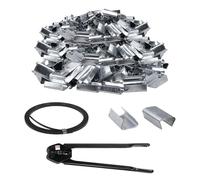 Kit di reggiatura in acciaio - 1 bobina di reggiatura in acciaio da 1/2"x0,020"x300' da 1100 libbre BS e 2000 pezzi di reggiatura con sigillo aperto e 1 sigillante per utensile di reggiatura per im