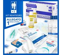 AIESI® kit di reintegro ALLEGATO 1 SENZA SFIGMOMANOMETRO pacco medicazione per cassetta armadietto di pronto soccorso aziende più 3 dipendenti, Conforme DM388/DL81, Made in Italy