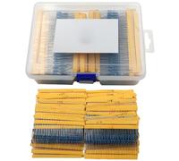 Kit di resistori, 2600 pezzi 1/4 W assortimento di pellicole metalliche, 130 valori di resistenza comuni da 1Ω a 3 MΩ, scatola di immagazzinaggio con etichetta codificata a colori