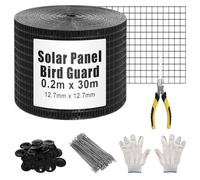Kit di rete per uccelli a pannello solare, 20,3 x 30,5 m, deterrente per uccelli in filo di PVC Gekufa, protezione per uccelli per pannelli solari per evitare che i piccioni nidificino sotto il tetto