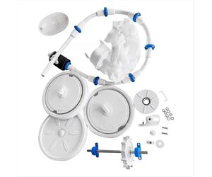 Kit di revisione e messa a punto del pulitore per piscina Polaris 180 280, include ruote, pneumatici, albero, cuscinetti, borsa e tubo flessibile.