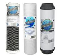 Kit di ricambio filtri universale da 10" per manutenzione impianto ad osmosi inversa 4 stadi - (3pcs: Sedimenti, Carbone Attivo Granulare, CTO Carbon Block. No membrane) - MADE in EUROPA
