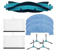 Kit di ricambio per spazzola principale, spazzole laterali, filtri e panno per mocio per robot aspirapolvere Ultenic D10 con montaggio facile per la pulizia del pavimento senza cuciture (A)