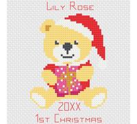 Kit Di Ricamo A Punto Croce - Florashell - 1° Natale Orsetto Ragazza