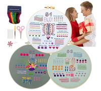 Kit di ricamo facili per principianti, kit da ricamo | 3 set di kit punto croce a mano,Kit da ricamo a casa, istruzioni passo passo, kit da cucito per adulti per il