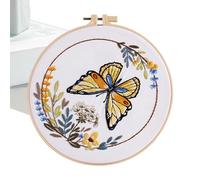 Kit di ricamo floreale con farfalla, kit per esercizi di cucito con ricamo animale | Kit di ricamo per principianti colorato - Set di arte da cucito per Natale, Capodanno, Ringraziamento