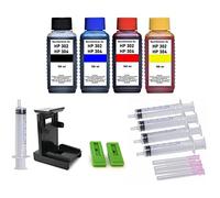 Kit di ricarica - 4 X 100 ML INCHIOSTRO DI Mate marca inchiostro per HP 302 Nero e Colore nel Set con 4 siringhe, 4 aghi, 2 Guanti in lattice + Adattatore di scarico dell'aria