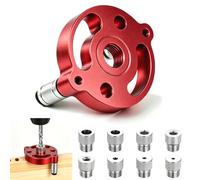 Kit di Ricerca del Centro per la Lavorazione del Legno, Rosso | Utensile per Foratura Verticale, con Bussole da 3/4/5/6/7/8/9/10 mm, Lega di Alluminio, per Legno Massiccio, Duro