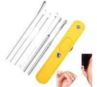 Kit di rimozione del cerimonia - Cleaner per orecchie in metallo alternativo ecologico | Kit di pulizia 'orecchio a molla a molla costante | Punta in acciaio a punta liscia Scegli per la casa o l'