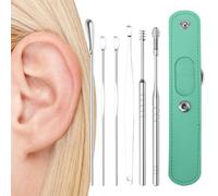 Kit Di Rimozione Del Cervello - 6% Strumenti Per Il Detergente Per Le Orecchie In Acciaio Inossidabile Con Custodia PU | Picks Auricolari Riutilizzabili, Curette A, Set Di Scoop Per Adulti, B