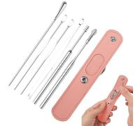 Kit di rimozione del cervello - Set di prelievi auricolari da 6 pc professionale con sacchetto PU, strumenti per il detergente in acciaio inossidabile | Kit igienes orecchie portatili per bambini, adu