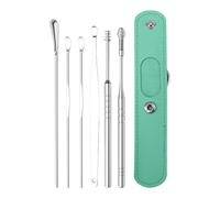 Kit di rimozione del cervello - Set di utensili per detergente inossidabile multiuso con tasca portatile, curetta auricolare flessibile | Soluzione di igiene riutilizzabile sicura per bambini per adul