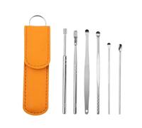 Kit di rimozione della cera auricola 6 pezzi di pulisci orecchie in acciaio inossidabile, cucchiaio for la pulizia delle orecchie, set di palette for la pulizia delle orecchie.(Yellow)