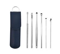 Kit di rimozione della cera auricola 6 pezzi di pulisci orecchie in acciaio inossidabile, cucchiaio for la pulizia delle orecchie, set di palette for la pulizia delle orecchie.(Blue)