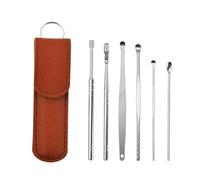 Kit di rimozione della cera auricola 6 pezzi di pulisci orecchie in acciaio inossidabile, cucchiaio for la pulizia delle orecchie, set di palette for la pulizia delle orecchie.(Brown)